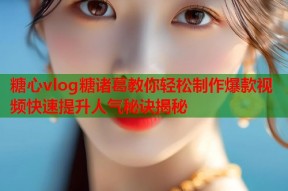 糖心vlog糖诸葛教你轻松制作爆款视频快速提升人气秘诀揭秘
