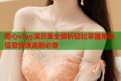 糖心vlog演员表全解析轻松掌握角色信息快速追剧必备